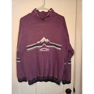 vintage 1990s Mountain Graphic Quarter Zip Sweatshirt XL